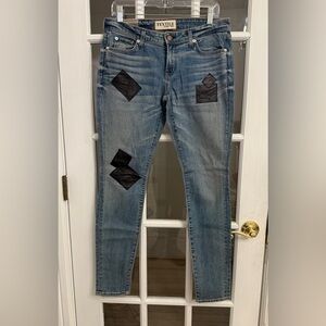 TEXTILE Elizabeth And James Women's Leather Patchwork Neil Skinny Jeans Size 29